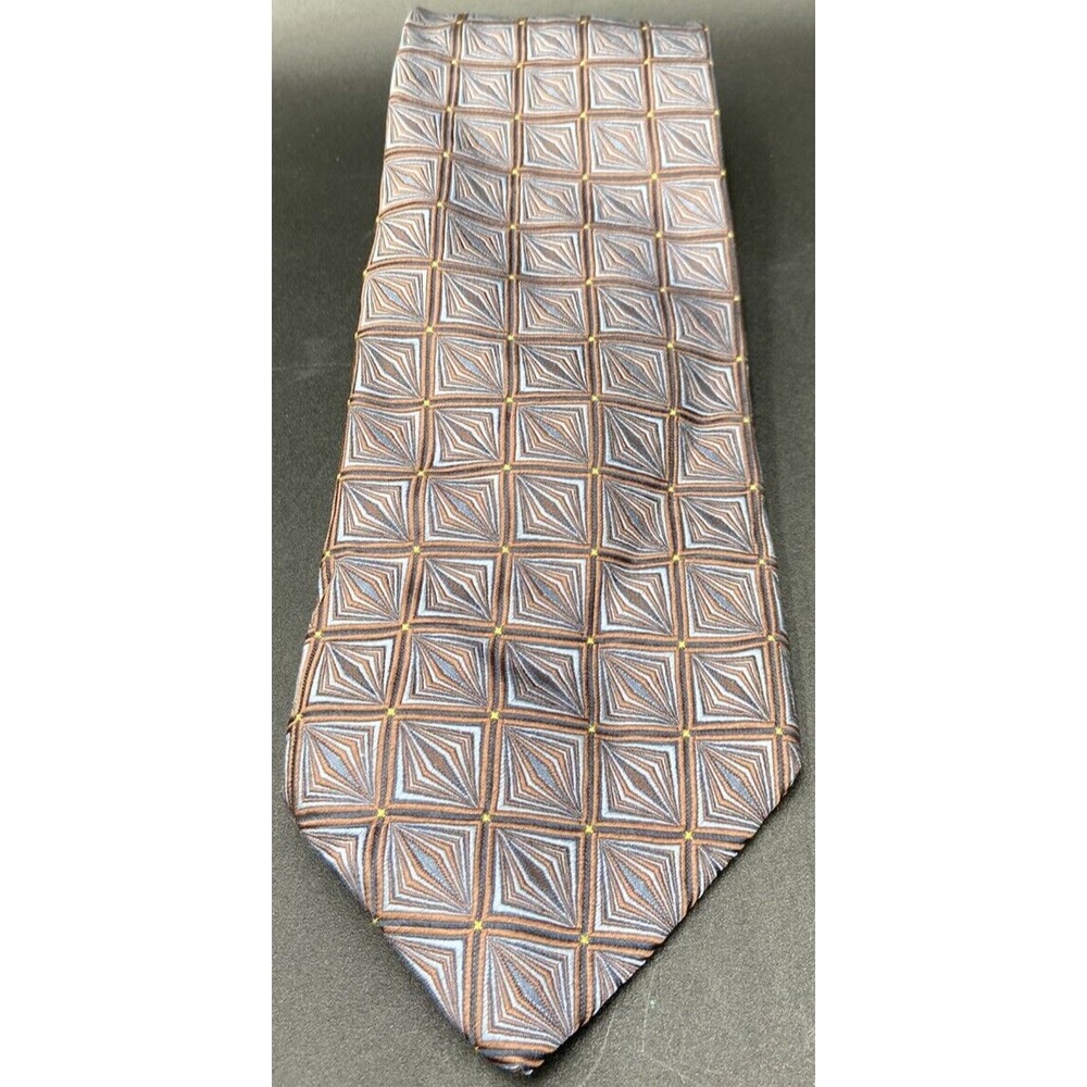 Vintage Montebello Tie 100% Silk Men's Geometric Hand Made In Italy